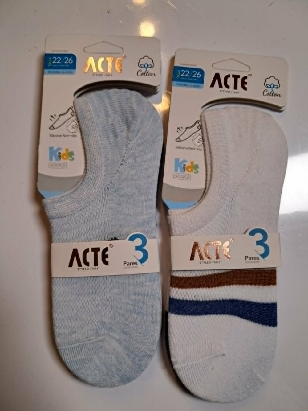 Acté Kids 5 Pair Cotton No Show Socks Size 6-8
